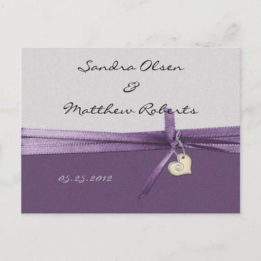 Lila und silber Save the Date Ankündigungspostkarte (Vorderseite)