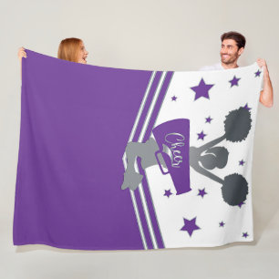 Lila und Silber Sterne Cheer Cheerleading Mädchen Fleecedecke