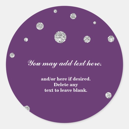 Lila- und Silberaufkleber für Glitzer Runder Aufkleber (Vorderseite)