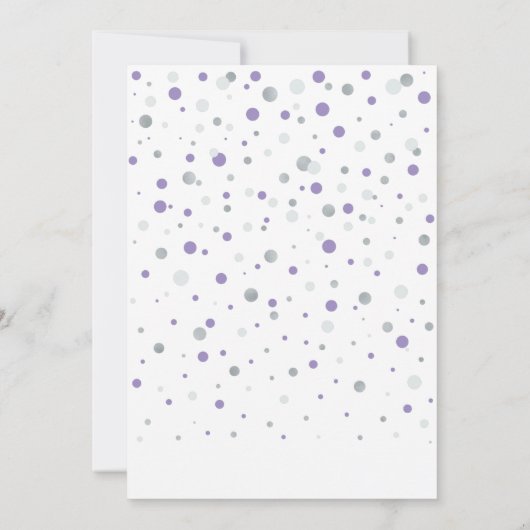 Lila- und Silberballons | Es ist eine Mädchen-Baby Einladung (Rückseite)