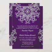 LILA UND SILBERE INDISCHE STILBREITEINLADUNG EINLADUNG (Vorne/Hinten)