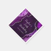 Lila und silberer Agate Marble Geburtstag Serviette (Ecke)