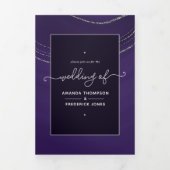 Lila und silberer Agate Stone Wedding Tri-Fold Inv Dreifach Gefaltete Einladung (Cover)