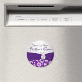 Lila und silberer Damast Speichern Sie das Datumsf Magnet (In Situ (Geschirrspüler))