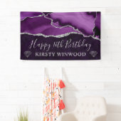 Lila und silberer Glitzer Agate Marble Sweet 16 Banner (Insitu)