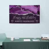 Lila und silberer Glitzer Agate Marble Sweet 16 Banner (Messeveranstaltung)