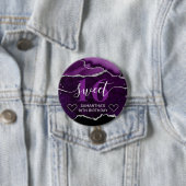Lila und silberer Glitzer Agate Marble Sweet 16 Button (Beispiel)