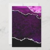 Lila und silberer Glitzer Agate Marble Wedding Einladung (Rückseite)