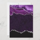 Lila und silberer Glitzer Agate & Marble Wedding Einladung (Rückseite)