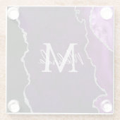 Lila und silberer Marmorschlauch Glasuntersetzer (Rückseite)