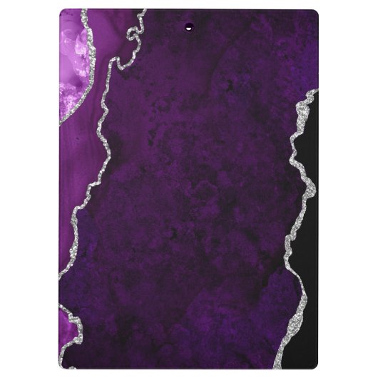 Lila und silberer Marmorschlauch Klemmbrett (Rückseite)