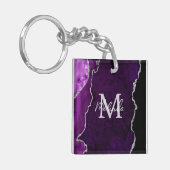 Lila und silberer Marmorschlauch Schlüsselanhänger (Vorderseite links)