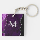 Lila und silberer Marmorschlauch Schlüsselanhänger (Rückseite)
