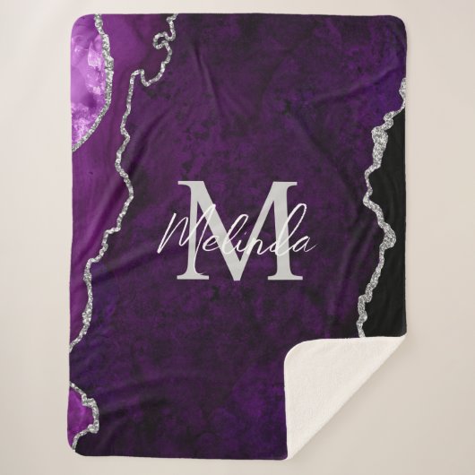 Lila und silberer Marmorschlauch Sherpadecke (Vorderseite)