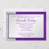 Lila und Silberes Foto Quinceanera Einladung (Rückseite)