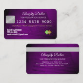 Lila und Silberes Kreditkartengeld Visitenkarte (Vorne/Hinten)