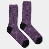 Lila und silberes Spiderweb-Gothic-Muster Socken (Rechts)