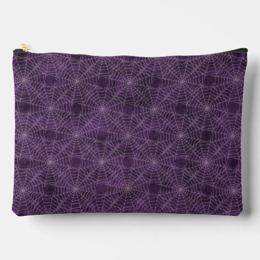 Lila und silberes Spiderweb-Gothic-Muster Zubehörtasche (Vorderseite)