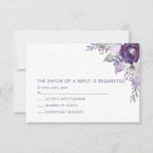 Lila und silberfarbene Hochzeit RSVP Karte (Vorderseite)