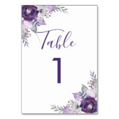 Lila und silberfarbene Hochzeit Tischnummer (Rückseite)