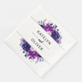 Lila und silberfarbene Hochzeitsmonogramm Serviette (Ecke)