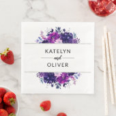 Lila und silberfarbene Hochzeitsmonogramm Serviette (Beispiel)