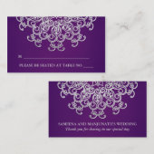 Lila und silberfarbene Platzkarte für die Sitzmöbe (Vorne/Hinten)