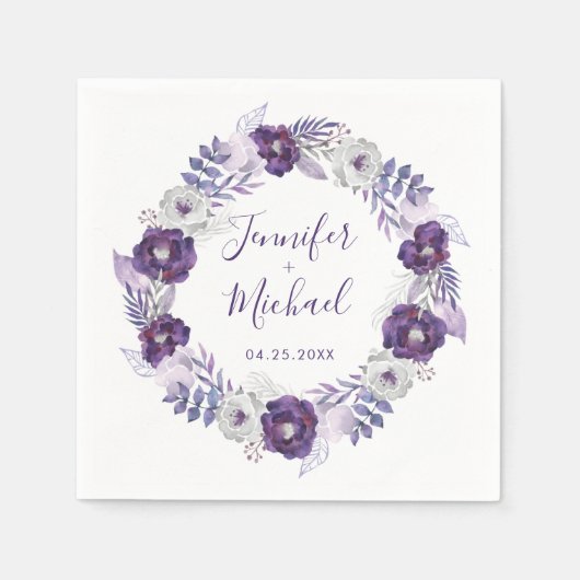 Lila und silberfarbenes Blumendraht Serviette (Vorderseite)
