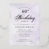 Lila- und SilberGeburtstag Folieneinladung (Vorderseite)