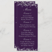 lila und silbergraue Hochzeitskarten Menükarte (Vorne/Hinten)