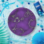 Lila- und Silbermarmor Pappteller (Party)