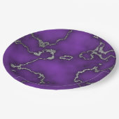 Lila- und Silbermarmor Pappteller (Schrägansicht)