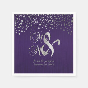 Lila und silberne Confetti-Punkte Serviette