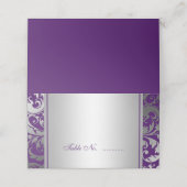 Lila und silberne Damaskus-Wirbel hochgeklappt Platzkarte (Außenseite Aufgefaltet)