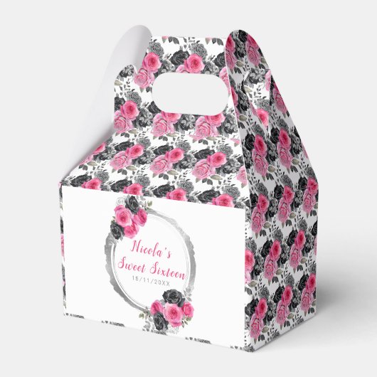 Lila und silberne elegante Blume 16 . Geburtstag Geschenkschachtel (Vorderseite)