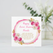 Lila und silberne elegante Blume 16 . Geburtstag Karte (Stehend Vorderseite)