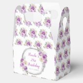 Lila und silberne elegante Blume Geburtstag Geschenkschachtel (Geöffnet)