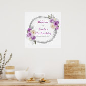 Lila und silberne elegante Blume Geburtstag Poster (Küche)