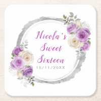 Lila und silberne elegante Blumen Sweet Sixteen
