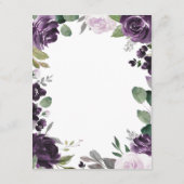 Lila und silberne elegante Blumenhochzeit Begleitkarte (Rückseite)