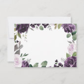 Lila und silberne elegante Blumenhochzeit RSVP Karte (Rückseite)