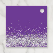 Lila und silberne Gastgeschenke Geschenkanhänger (Rückseite)