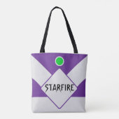 Lila und silberne geometrische Totentasche Tasche (Rückseite)