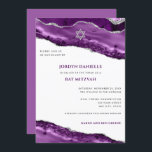 Lila und silberne Grenze, Bar Mitzvah Einladung<br><div class="desc">Dieses moderne Design besticht durch eine wunderschöne lila und silberne Glattkante und Ihren eigenen Text auf der Vorder- und Rückseite bei Bedarf. Fügen Sie den Text mithilfe des Vorlagenformulars hinzu. Die erweiterten Editiermenüs, auf die Sie durch die Option "Weitere Anpassung" zugreifen können, ermöglichen Ihnen, die Schriftart, Farben und Layout zu...</div>