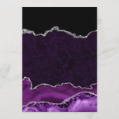 Lila und Silberne Imitate Glitzer Agate Wedding Menükarte (Rückseite)
