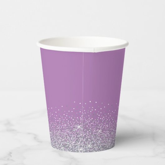 Lila und silberne Imitate Glitzer Custom Paper Cup Pappbecher (Rechts)