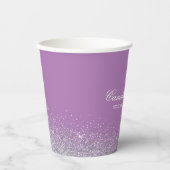 Lila und silberne Imitate Glitzer Custom Paper Cup Pappbecher (Vorderseite)
