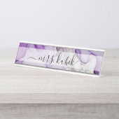 Lila und silberne Marmor personalisieren Schreibti Schreibtischnamensplakette (Vorderseite )
