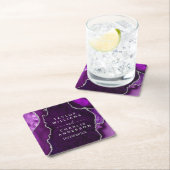Lila und silberne Marmorhochzeit Rechteckiger Pappuntersetzer (Vor Ort)