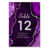 Lila und silberne Marmorhochzeit Tischnummer (Rückseite)